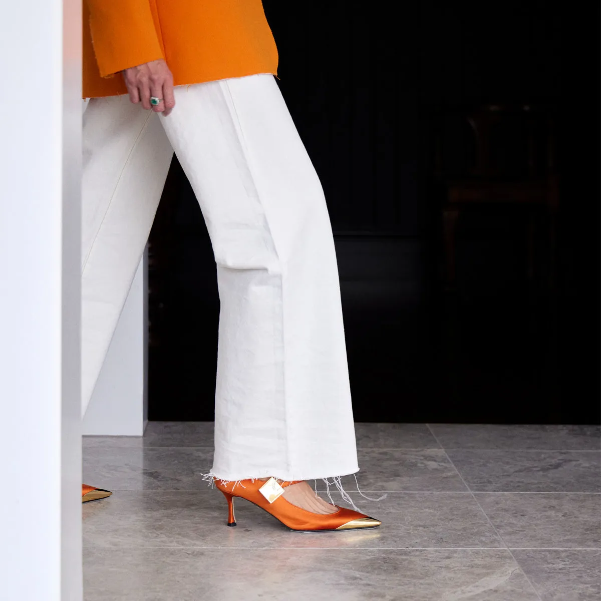 Satin Toe Cap Mary Jane Pump
