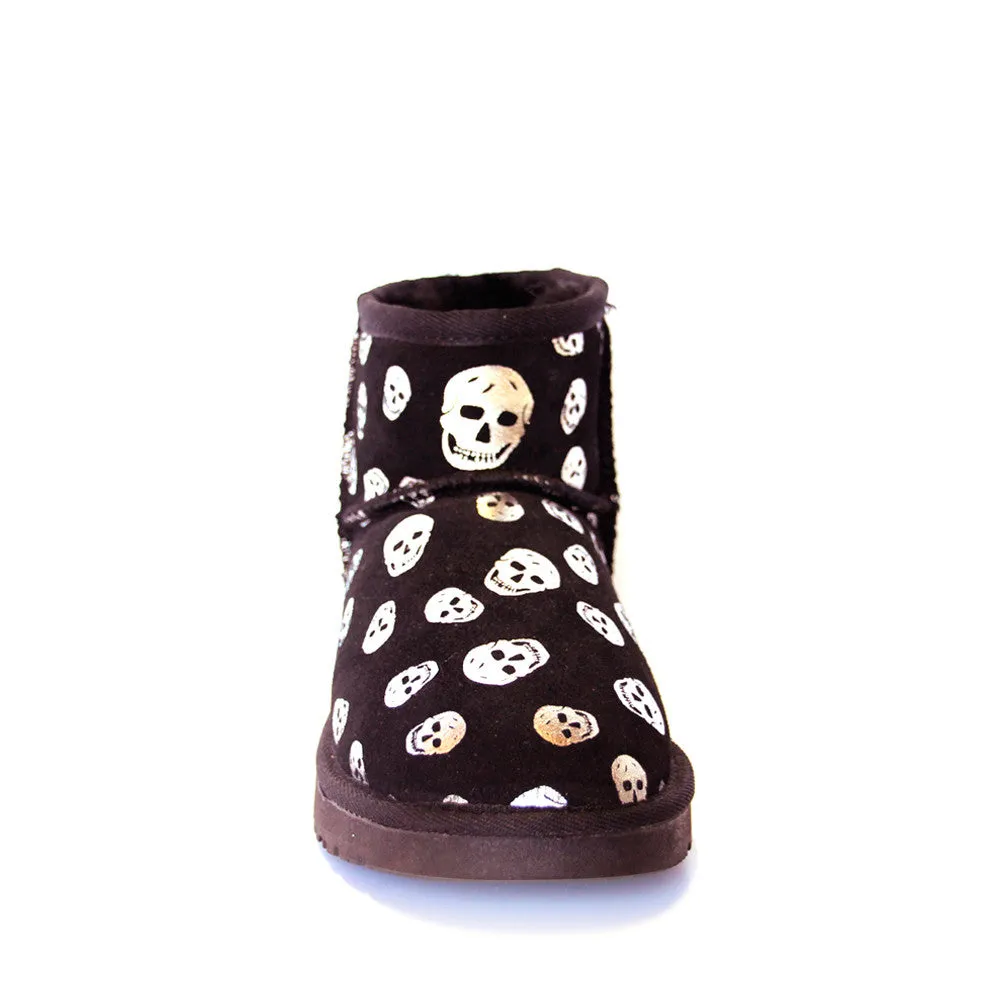 Skull Short Ugg Boot - Gold/Silver