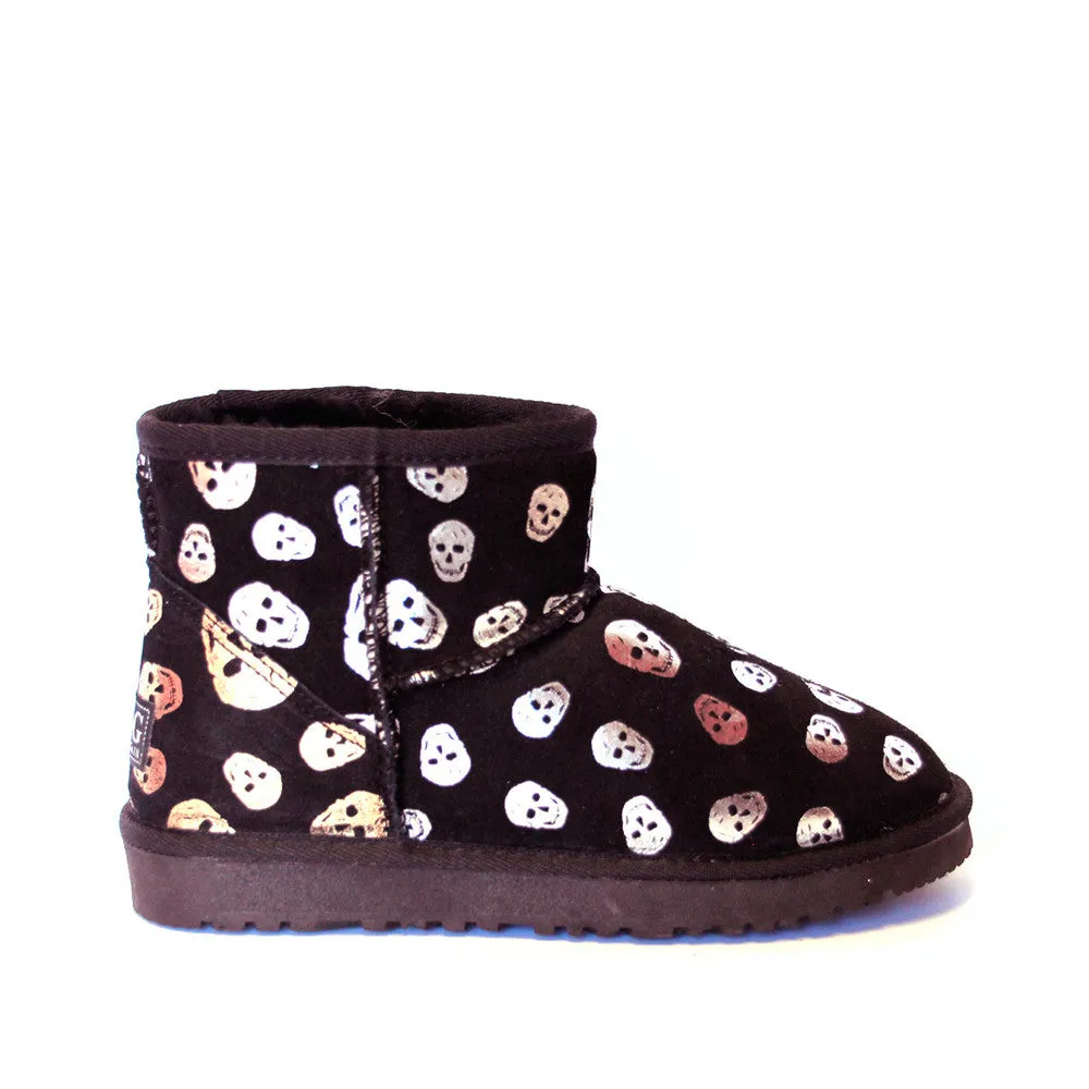 Skull Short Ugg Boot - Gold/Silver