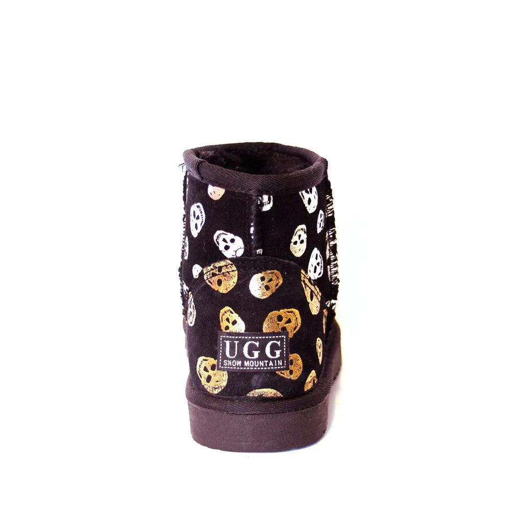 Skull Short Ugg Boot - Gold/Silver