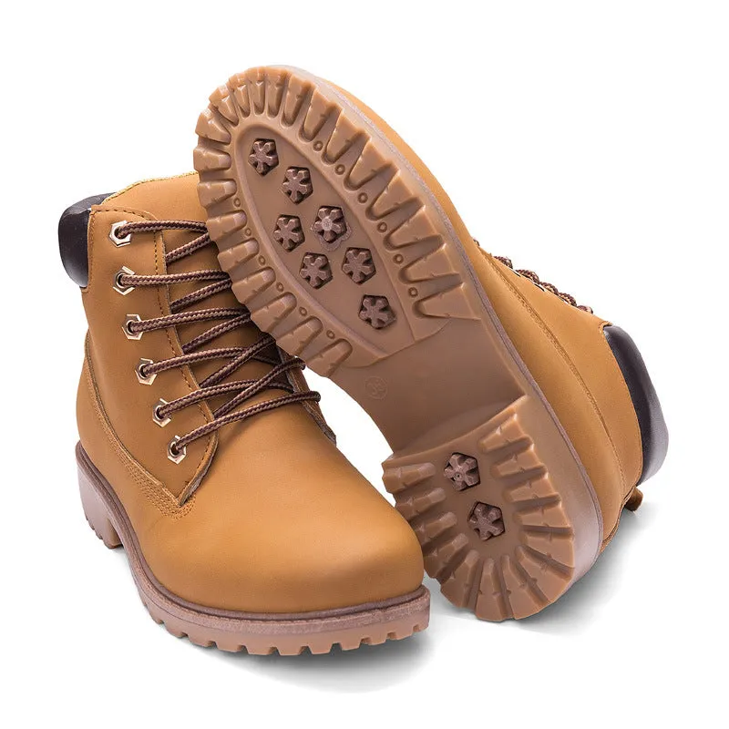 Women's combat boots lace-up ankle boots low heel casual short boots