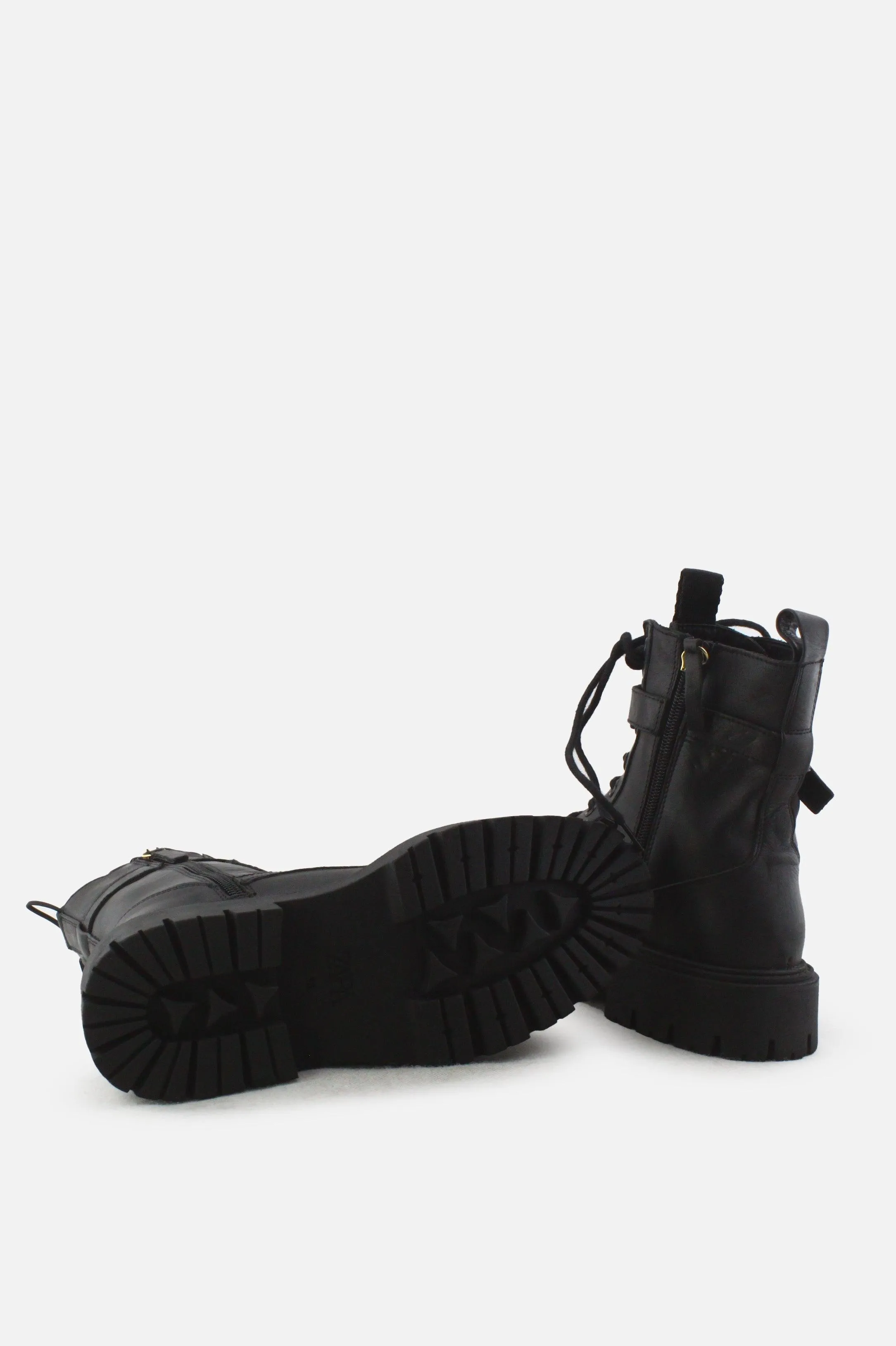 Zara Zipper Buckle Straps Combat Ankle Boots |100% Authentic Leather